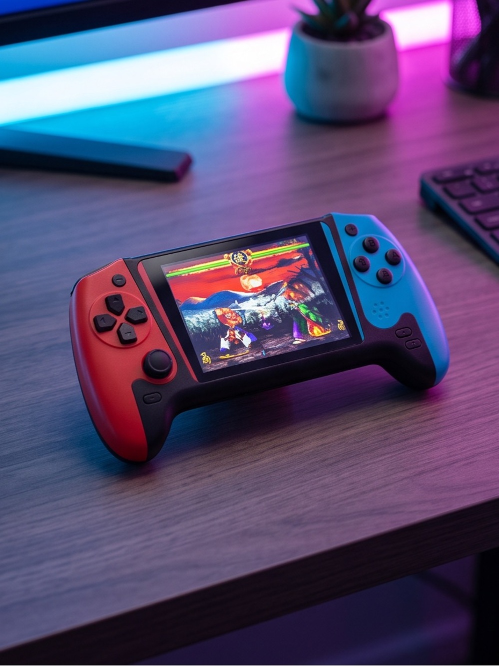 Handheld Retro Gaming Console / Controller Mount – Red & Blue